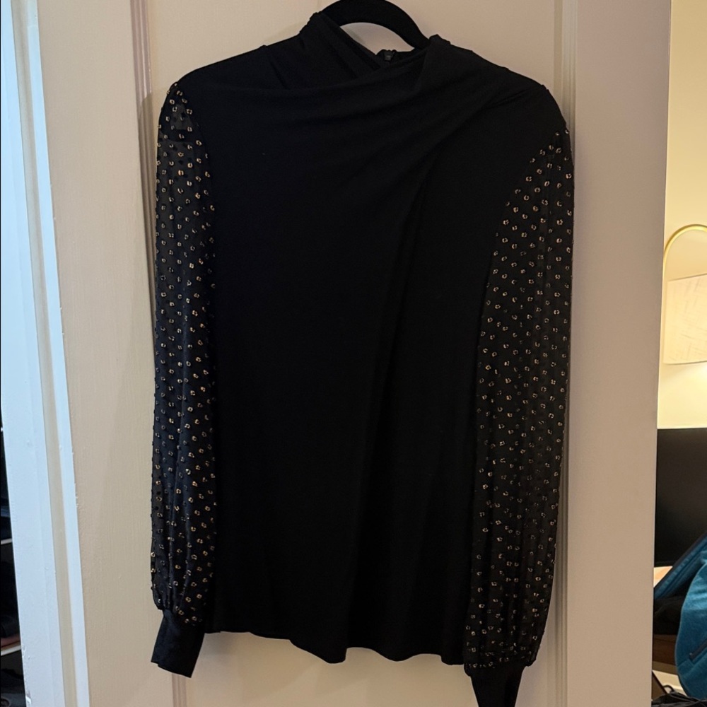 Elie Tahari Black Top with Embellished Sleeves